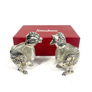 Vintage Godinger Silver Crystal Salt & Pepper Shakers Chicks Neiman Marcus Rare